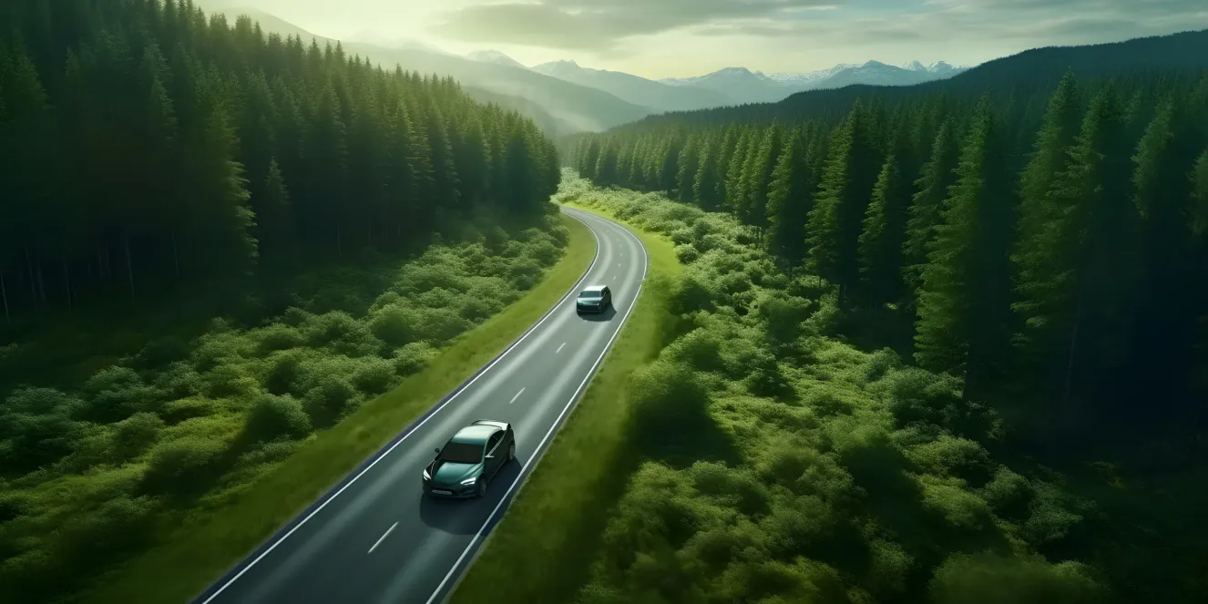Green cars drive
